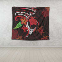 Hawaiian Turtle Hibiscus And Plumeria Flower Polynesian Tapestry - AH - Polynesian Pride