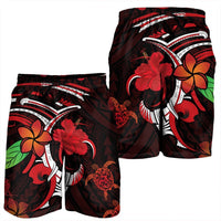 Hawaiian Turtle Hibiscus And Plumeria Flower Polynesian Men's Shorts - AH - Polynesian Pride