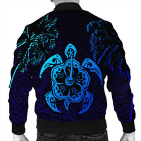 Hawaiian Turtle Hibiscus Coconut Tree Polynesian Bomber Jacket AH - Polynesian Pride