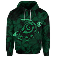 Custom Hawaiian Turtle Hibiscus Plumeria Kanaka Polynesian Hoodie Green Soft Style - Polynesian Pride