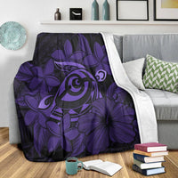Hawaiian Turtle Hibiscus Plumeria Kanaka Polynesian Premium Blankets Purple - Soft Style - AH - Polynesian Pride