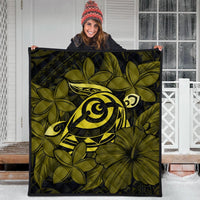 Hawaiian Turtle Hibiscus Plumeria Kanaka Polynesian Premium Quilts Yellow - Soft Style - AH - Polynesian Pride