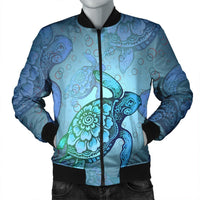 Hawaiian Turtle In The Sea Bubble Polynesian Bomber Jacket - AH Black Unisex - Polynesian Pride