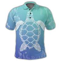 Hawaiian Turtle In The Sea Polynesian Polo Shirt - Polynesian Pride