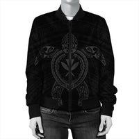 Hawaiian Turtle Kanaka Polynesian Bomber Jacket - Gray - AH - Polynesian Pride