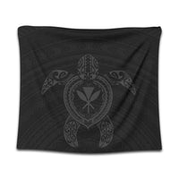 Hawaiian Turtle Kanaka Polynesian Tapestry - Gray - AH Wall Tapestry Black - Polynesian Pride