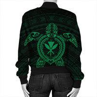 Hawaiian Turtle Kanaka Polynesian Bomber Jacket - Green - AH - Polynesian Pride