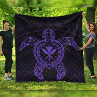 Hawaiian Turtle Kanaka Polynesian Premium Quilts - Purple - AH Black - Polynesian Pride