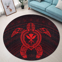 Hawaiian Turtle Kanaka Polynesian Round Carpet - Red - AH - Polynesian Pride