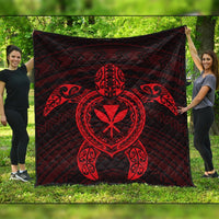 Hawaiian Turtle Kanaka Polynesian Premium Quilts - Red - AH Black - Polynesian Pride