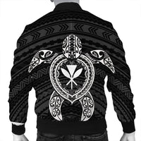 Hawaiian Turtle Kanaka Polynesian Bomber Jacket - White - AH - Polynesian Pride