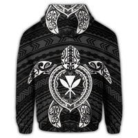 Hawaiian Turtle Kanaka Polynesian Zip Hoodie White - Polynesian Pride
