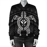 Hawaiian Turtle Kanaka Polynesian Bomber Jacket - White - AH - Polynesian Pride
