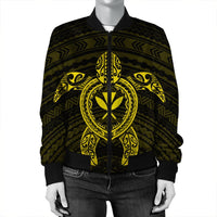 Hawaiian Turtle Kanaka Polynesian Bomber Jacket - Yellow - AH - Polynesian Pride