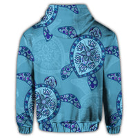 Hawaiian Turtle Plumeria Zip Hoodie - Polynesian Pride