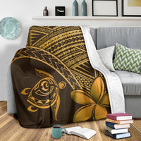 Hawaiian Turtle Plumeria Kakau Polynesian Quilt Premium Blankets Neo Brown AH - Polynesian Pride