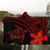 Hawaiian Turtle Plumeria Kakau Polynesian Quilt Hooded Blanket Neo Red AH - Polynesian Pride