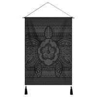 Hawaiian Turtle Polynesian Tribal Hanging Poster Gray AH Hanging Poster Cotton And Linen - Polynesian Pride