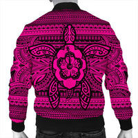 Hawaiian Turtle Polynesian Tribal Bomber Jacket Pink AH - Polynesian Pride