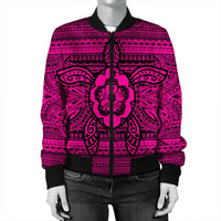 Hawaiian Turtle Polynesian Tribal Bomber Jacket Pink AH - Polynesian Pride