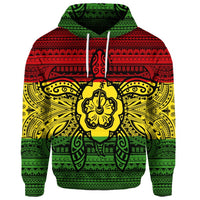 Custom Hawaiian Turtle Polyensian Tribal Hoodie Reggae - Polynesian Pride