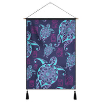 Hawaiian Turtle Polynesian Neon Hanging Poster - AH Hanging Poster Cotton And Linen - Polynesian Pride