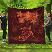 Hawaiian Turtles Hibiscus Plumeria Polynesian Premium Quilts - Red - AH Black - Polynesian Pride