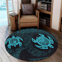 Hawaiian Two Turtle Polynesian Round Carpet Blue AH - Polynesian Pride