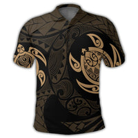 Hawaiian Two Turtle Polynesian Polo Shirt Gold - Polynesian Pride