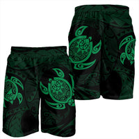 Hawaiian Two Turtle Polynesian Men's Shorts Green AH - Polynesian Pride