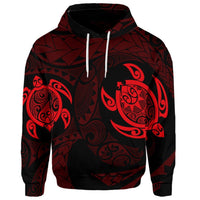 Custom Hawaiian Two Turtle Polynesian Hoodie Red - Polynesian Pride