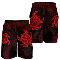 Hawaiian Two Turtle Polynesian Men's Shorts Red AH - Polynesian Pride