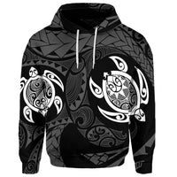 Custom Hawaiian Two Turtle Polynesian Hoodie White - Polynesian Pride
