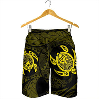 Hawaiian Two Turtle Polynesian Men's Shorts Yellow AH - Polynesian Pride