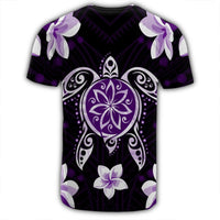 Hawaiian Violet Turtle Plumeria T Shirt AH - Polynesian Pride