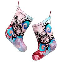 Hawaiian Wave Hibiscus Watercolor Turtle Polynesian Christmas Stocking - AH - Polynesian Pride