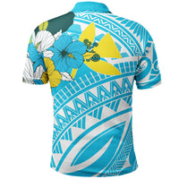 Hawaii Polo Shirt Polynesian Pattern Aquamarine Stone Color - Polynesian Pride