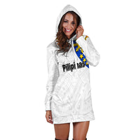 Pilipinas Hoodie Dress Simple Style - White LT6 - Polynesian Pride
