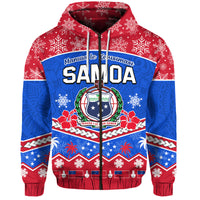 Samoa Tribal Polynesian Christmas Vibe Hoodie LT9 Zip Hoodie Blue - Polynesian Pride