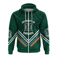 Custom Hawaii Rainbow Warriors Hoodie Simple Style LT7 Zip Hoodie Deep Green - Polynesian Pride