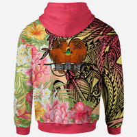 Papua New Guinea Zip Hoodie Flowers Tropical With Sea Animals - Polynesian Pride