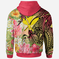 Kanaka Maoli Zip Hoodie Flowers Tropical With Sea Animals - Polynesian Pride