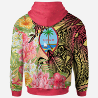 Guam Zip Hoodie Flowers Tropical With Sea Animals - Polynesian Pride