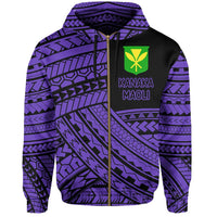 Polynesian Protect Mauna Kea Kanaka Maoli Hawaii Zip Hoodie Purple Quarter Style - Polynesian Pride