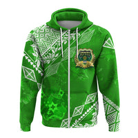 Saineha High School Tonga Hoodie Kupesi Style Ver01 LT7 Zip Hoodie Green - Polynesian Pride