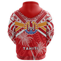 Tahiti Rugby Zip Hoodie Polynesian Coat of Arms and Flag - Polynesian Pride