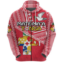 Mate Maa Tonga Zip Hoodie Coat of Arms Unisex Red - Polynesian Pride