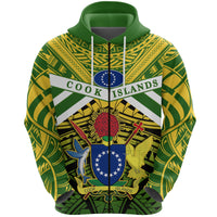 Cook Islands Rugby Zip Hoodie Spirit Unisex Green - Polynesian Pride