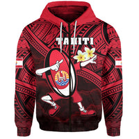 Tahiti Rugby Zip Hoodie Dab Trend Creative Unisex Red - Polynesian Pride
