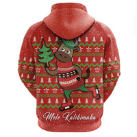 Hawaiian Turtle Christmas Hoodie Zip Red Felix Style - Polynesian Pride